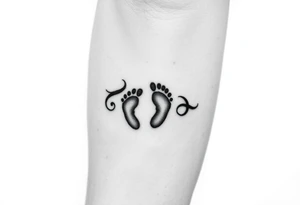 Tribal band with baby footprints tattoo idea