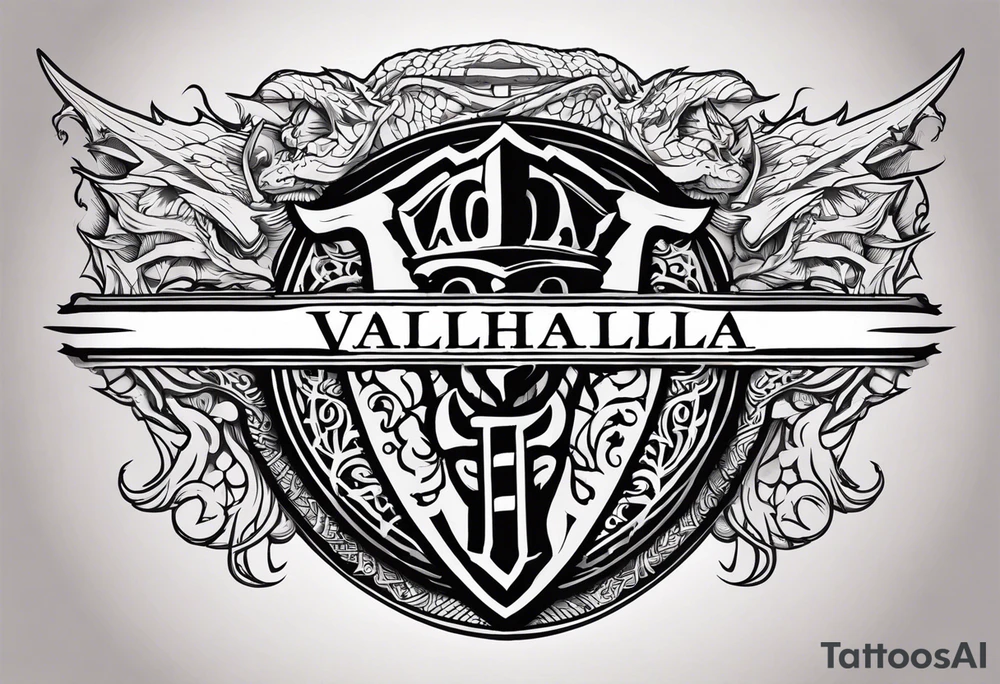 Valhalla sword ship dragon shield tattoo idea