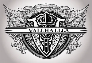 Valhalla sword ship dragon shield tattoo idea