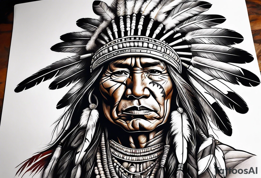 Native American With Rifle tattoo idea