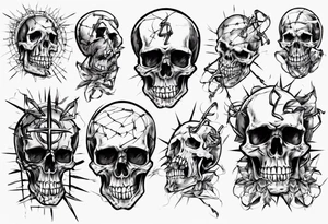 Barbed wired and skulls tattoo idea