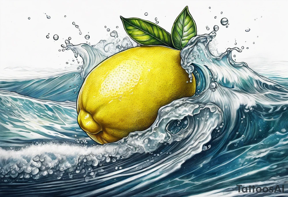 A lemon floats on the ocean tattoo idea