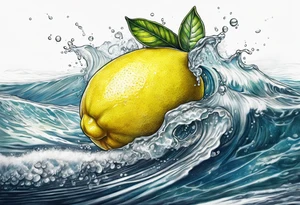 A lemon floats on the ocean tattoo idea