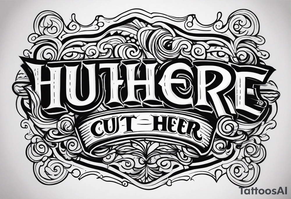 "Cut here" lettering tattoo design tattoo idea