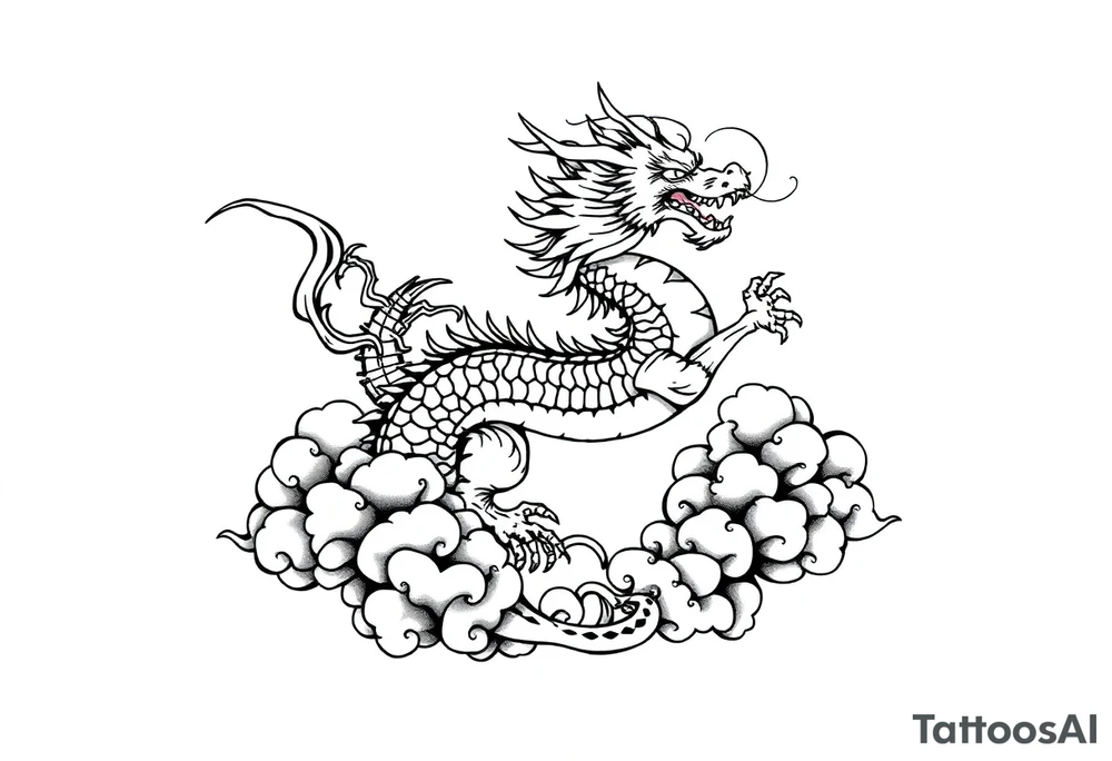 dragon in clouds tattoo idea