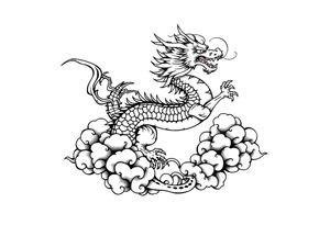 dragon in clouds tattoo idea