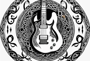 Celtic knot electric guitar on fire tattoo idea