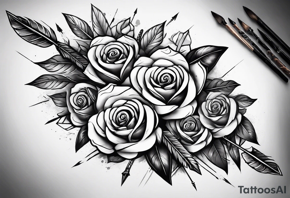five Indian arrows going through a single rose on a forearm tattoo idea five Indian arrows going through a single rose on a forearm tattoo idea
