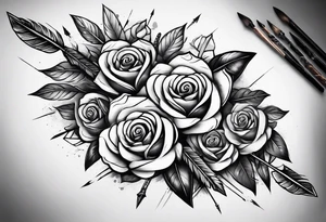 five Indian arrows going through a single rose on a forearm tattoo idea