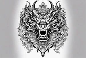 vietnamese patterns, black and white, full back, include a dragon tattoo idea