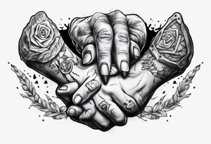 Stone with two hands shaking on it tattoo idea