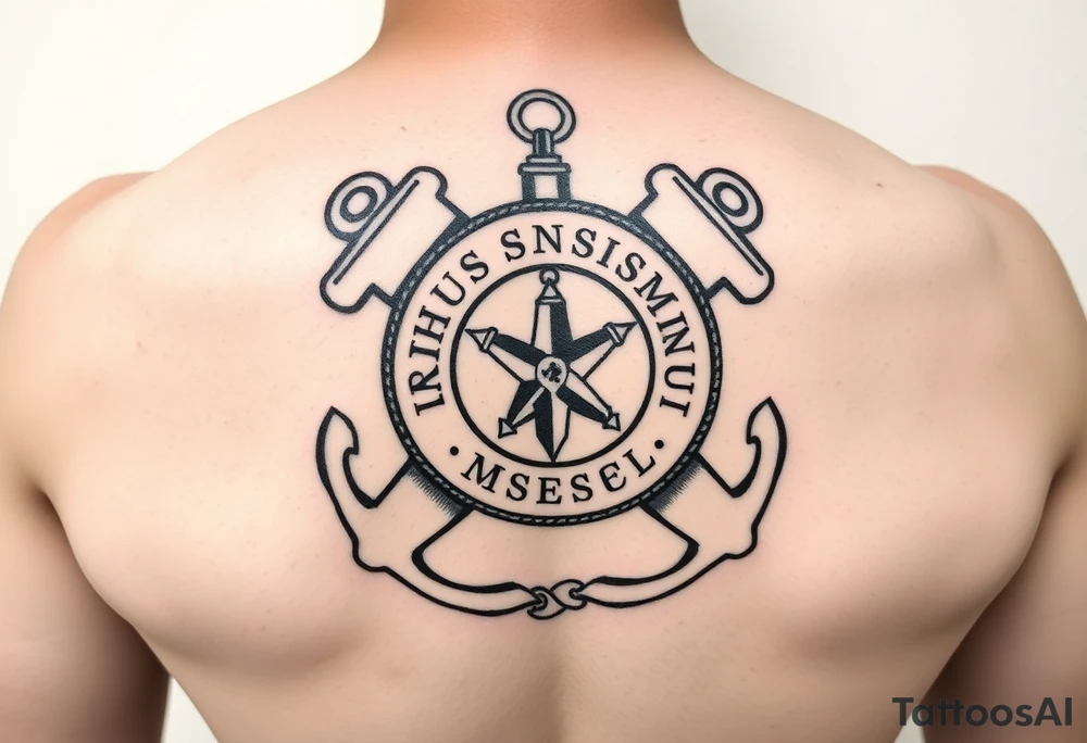 US Coast Guard auxiliary using a compass and anchor and rope tattoo idea