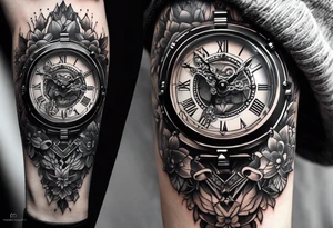 Montre indiquant 10h 20 avec deux flèches qui traversent tattoo idea