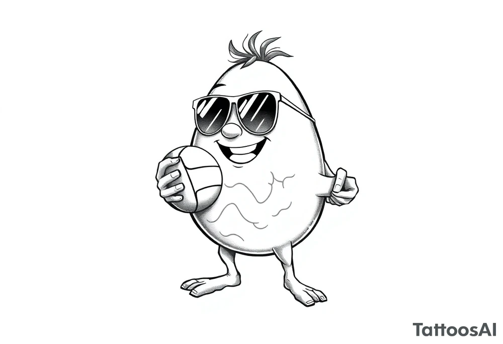 walking egg in sunglasses,
, holding a volleyball tattoo idea