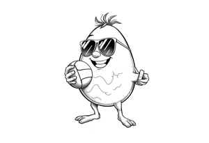 walking egg in sunglasses,
, holding a volleyball tattoo idea