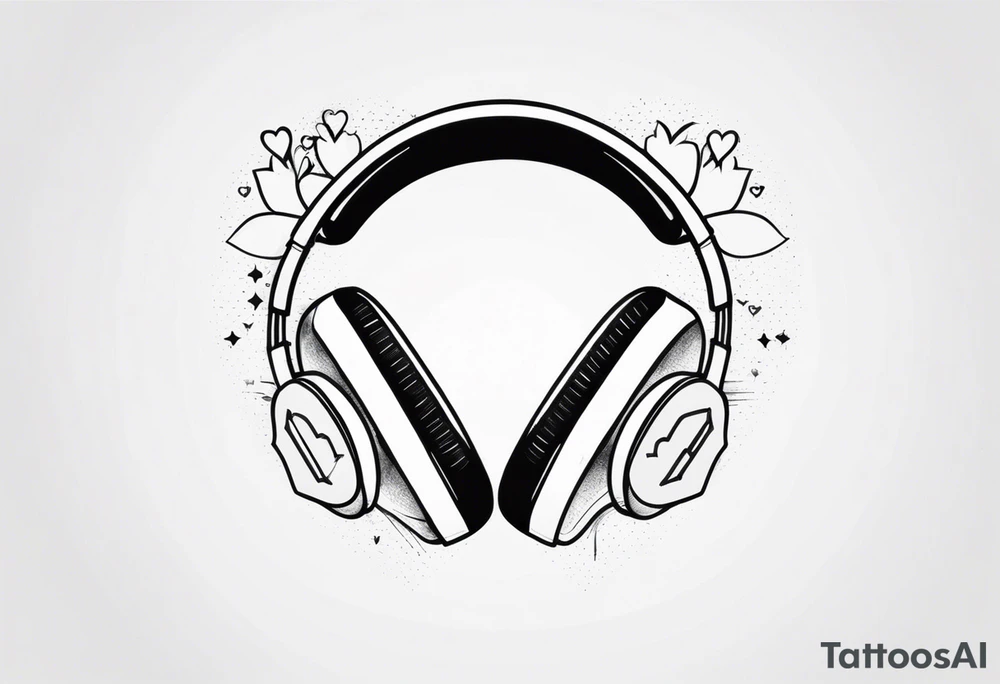 Headphones with L and R on a heart tattoo idea