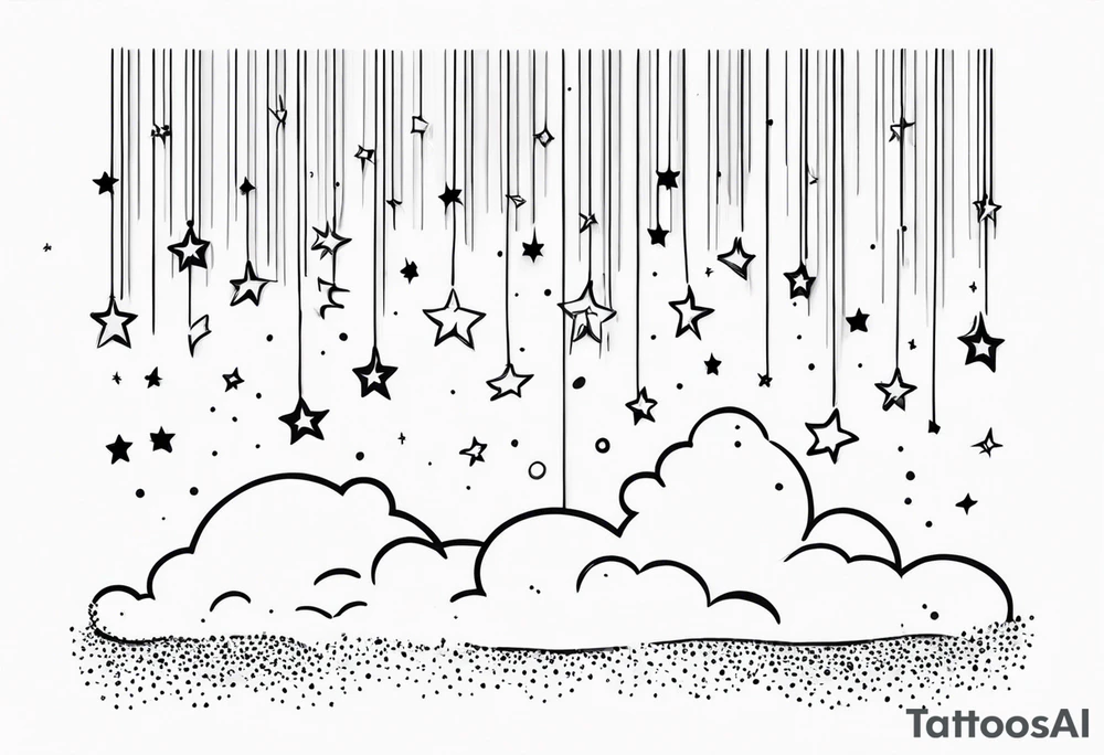 cloud raining stars tattoo idea
