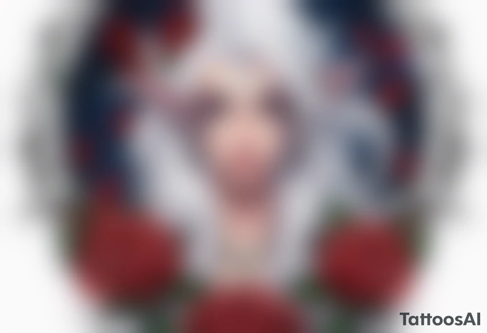 night elf full body with white hair and roses tattoo idea