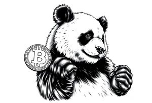 panda counting bitcoin tattoo idea