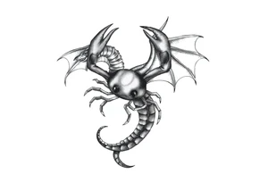 Dark cancer zodiac sign tattoo with dragon on background tattoo idea