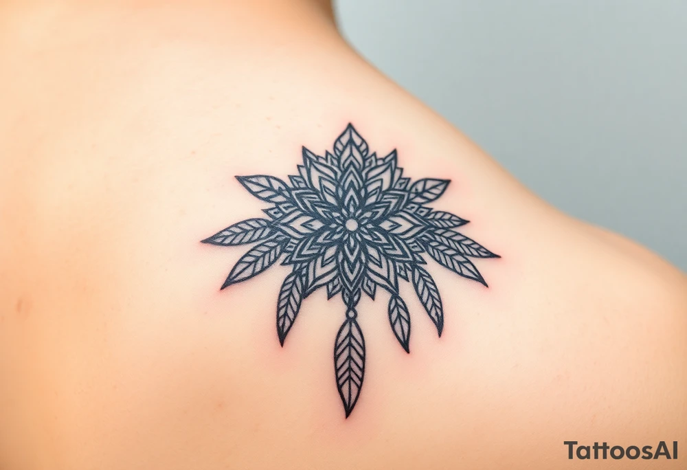 spiritual feathers ornamental mandala shaman tattoo idea