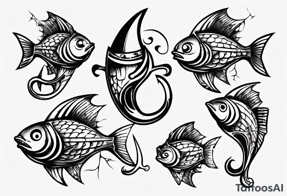 Fish hooks tattoo idea
