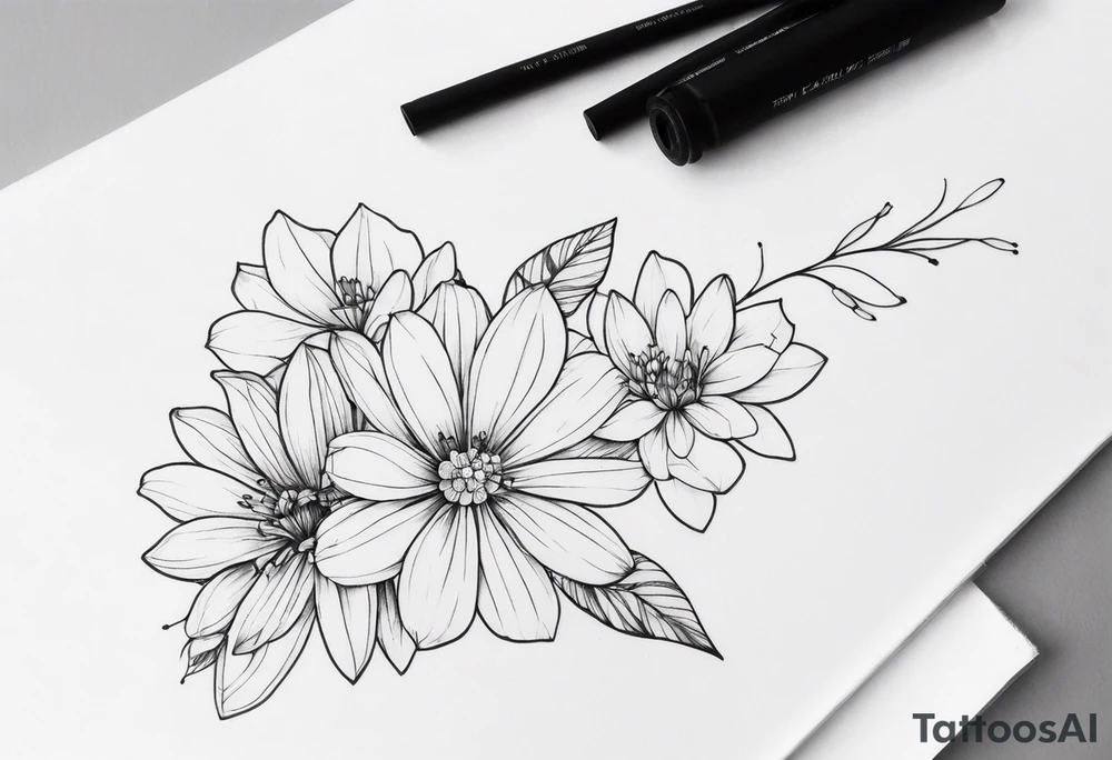 fine line, small flowers tattoo idea