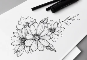 fine line, small flowers tattoo idea