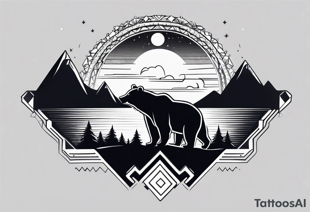 I want wrist band tattoo resemble bear and divine light on hill top tattoo idea