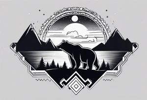 I want wrist band tattoo resemble bear and divine light on hill top tattoo idea