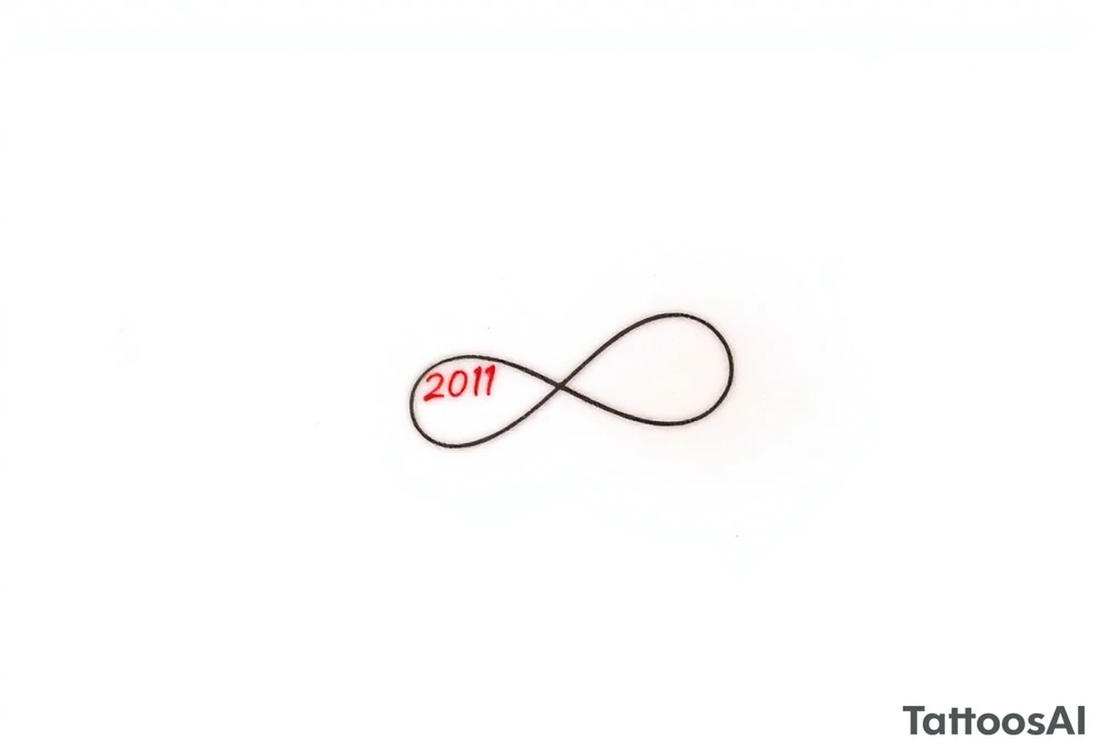 Quero uma tatuagem minimalista para o antebraço, com um design simbólico e discreto. O desenho deve começar com a data de nascimento do meu avô escrita em vermelho, seguida por um símbolo de infinito em branco, destacado com uma leve sombra ao redor. O infinito deve estender-se numa linha reta contínua, representando um infinito sem fim. A tatuagem deve ser delicada, elegante e proporcional, ocupando pouco espaço no antebraço tattoo idea