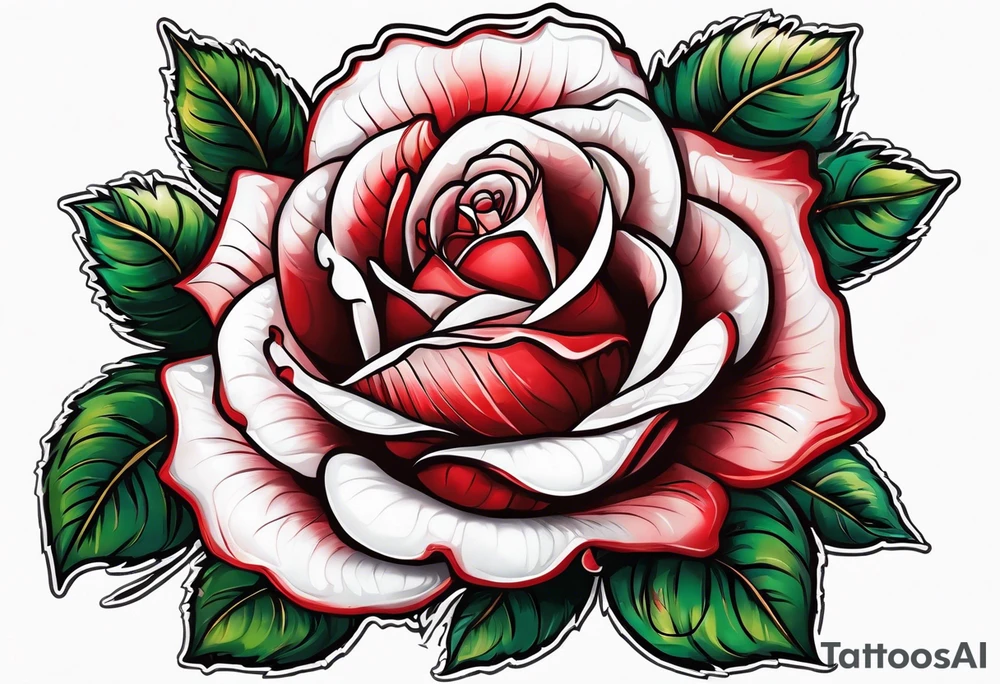 Red rose with a pearl necklace tattoo idea