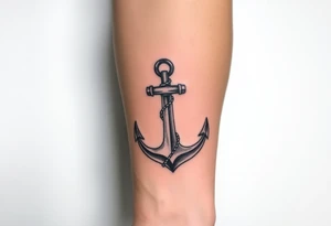 weathered anchor wrapped in nautical rope with sea waves tattoo idea