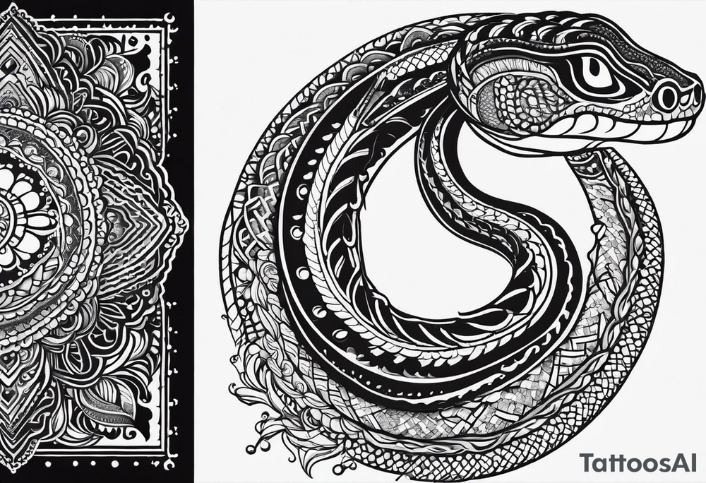 Rattlesnake mandala henna black tattoo design tattoo idea
