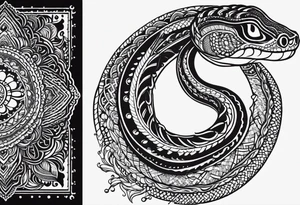 Rattlesnake mandala henna black tattoo design tattoo idea