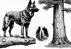 Pine tree representing a 3 legged dog tattoo idea