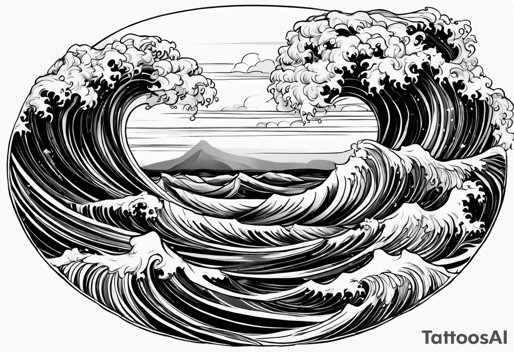 picture 8 by 8 centimeters of sea waves during a storm tattoo idea