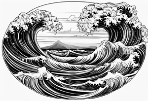 picture 8 by 8 centimeters of sea waves during a storm tattoo idea