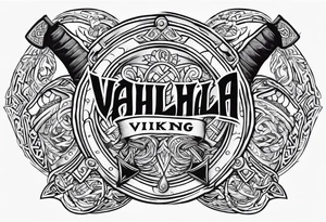 Valhalla viking shield hatchet sword tattoo idea