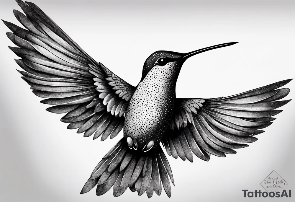 Hummingbird wings spread tattoo idea