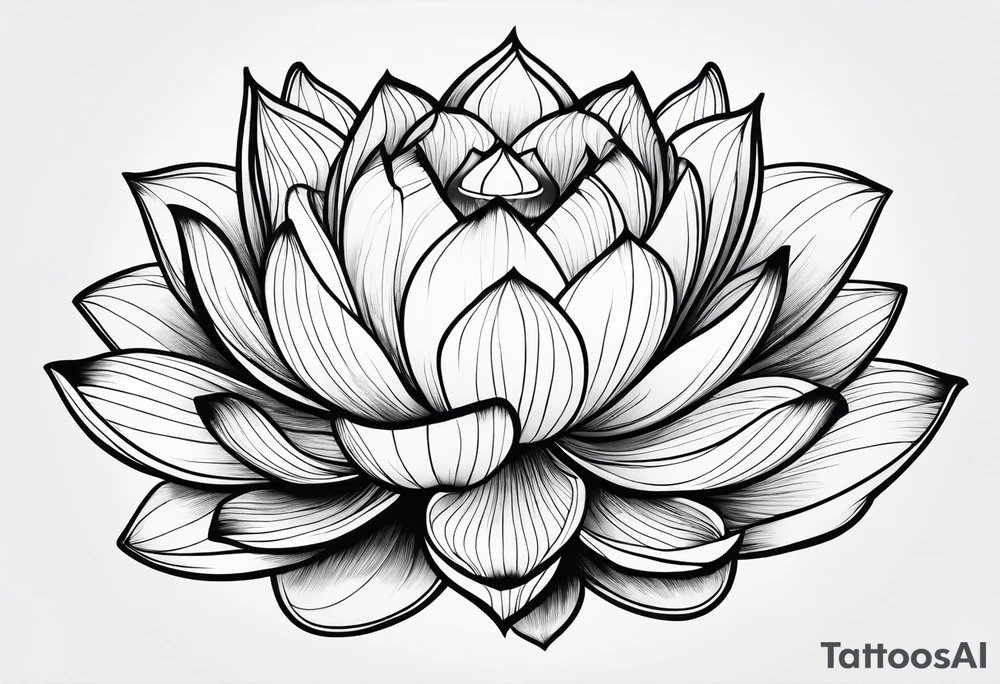 a masculine line drawing of a lotus flower tattoo idea