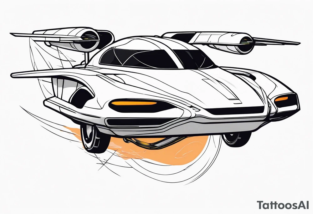 futuristic flying car tattoo idea