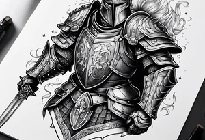 knight heavy armor surrounded tattoo idea