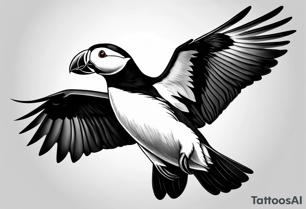 a black flying puffin 
 -  forarm Tattoo tattoo idea