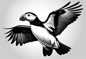 a black flying puffin 
 -  forarm Tattoo tattoo idea