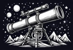 Telescope on a hill looking up at the stars tattoo idea