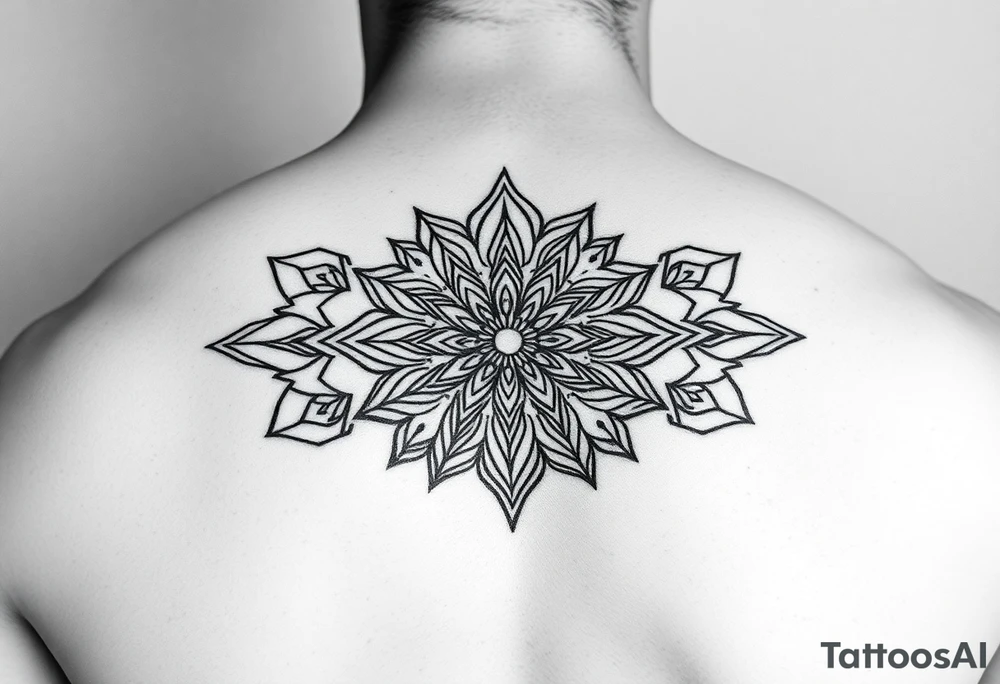 Ornamental thin line mandala tattoo idea