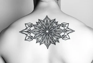 Ornamental thin line mandala tattoo idea