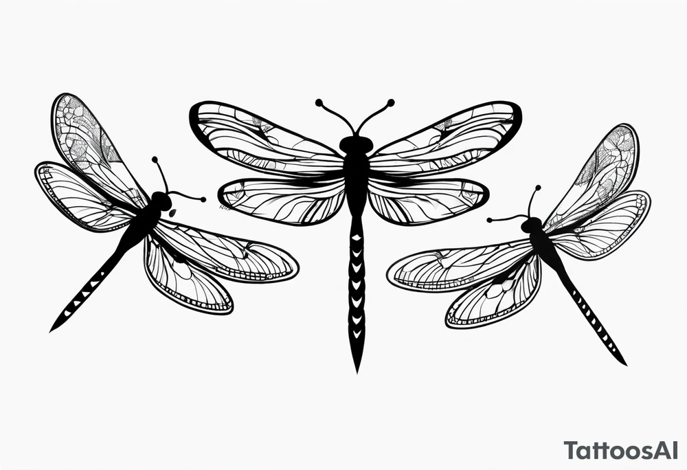 4 dragonflies flying together simple tattoo idea