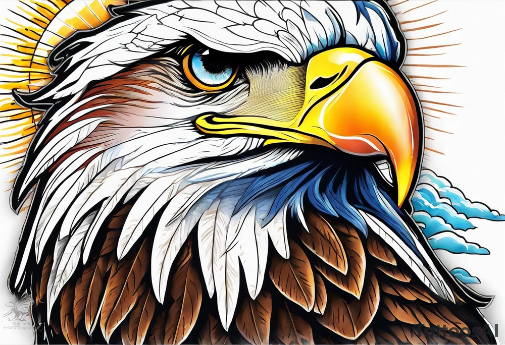 eagle and sun and sea tattoo idea